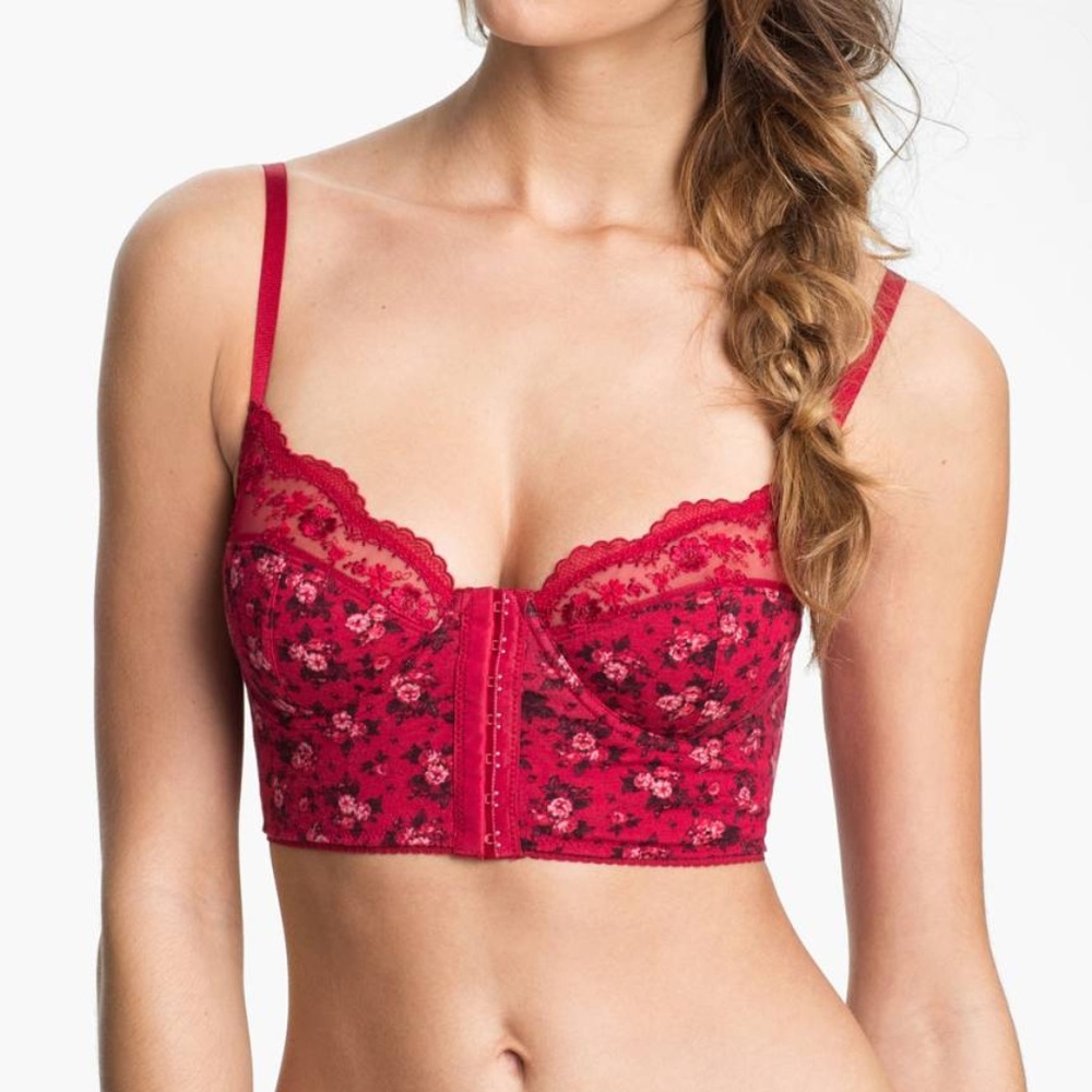 Free People Intimately Red Floral Underwire Bra